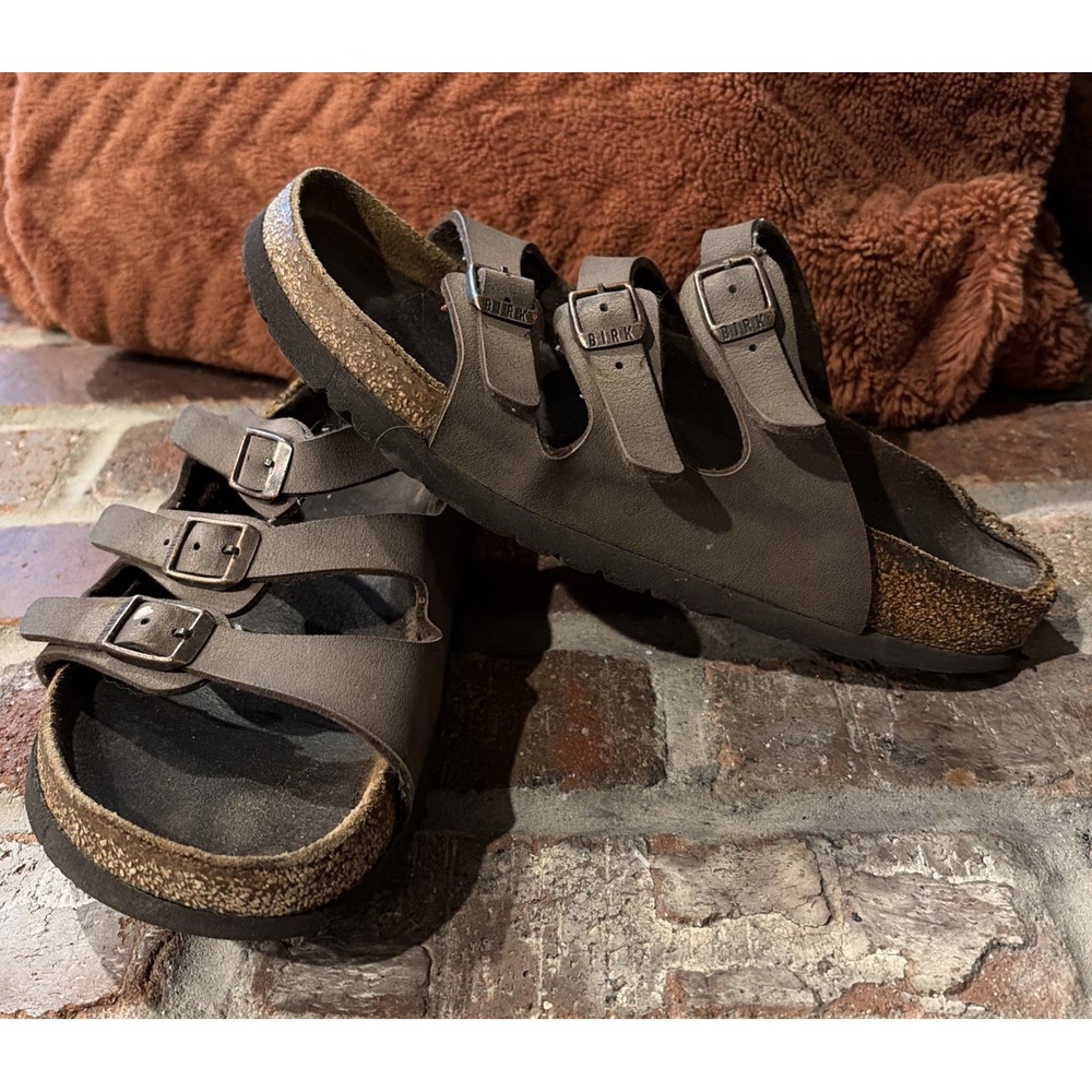 BIRKENSTOCK Florida Leather Soft Footbed Shoes Sandals Women's Size 38 Boho